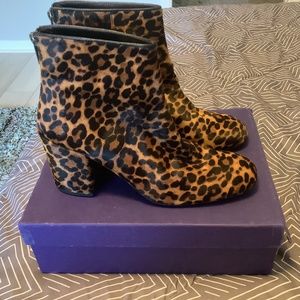 NEW Womens Stuart Weitzman Leopard Hair Booties Size 10M